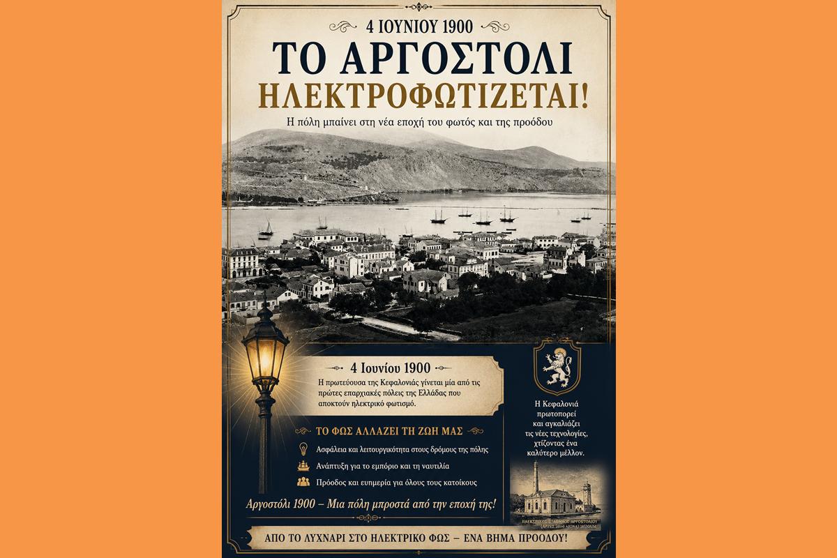 4 Ιουνίου 1900 το Αργοστόλι γίνεται η 2η πόλη στην Ελλάδα που ηλεκτροφωτίζεται